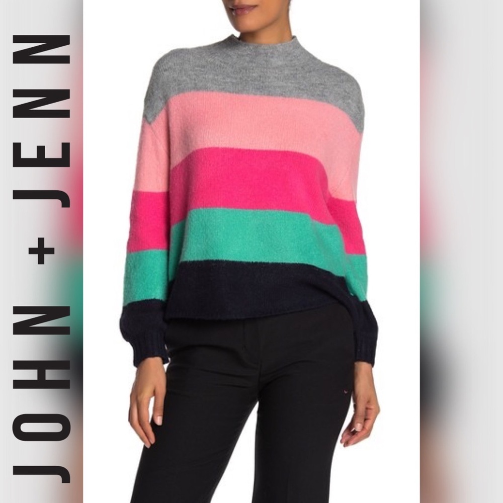 🆕 John & Jenn – Mock Neck Striped Sweater
